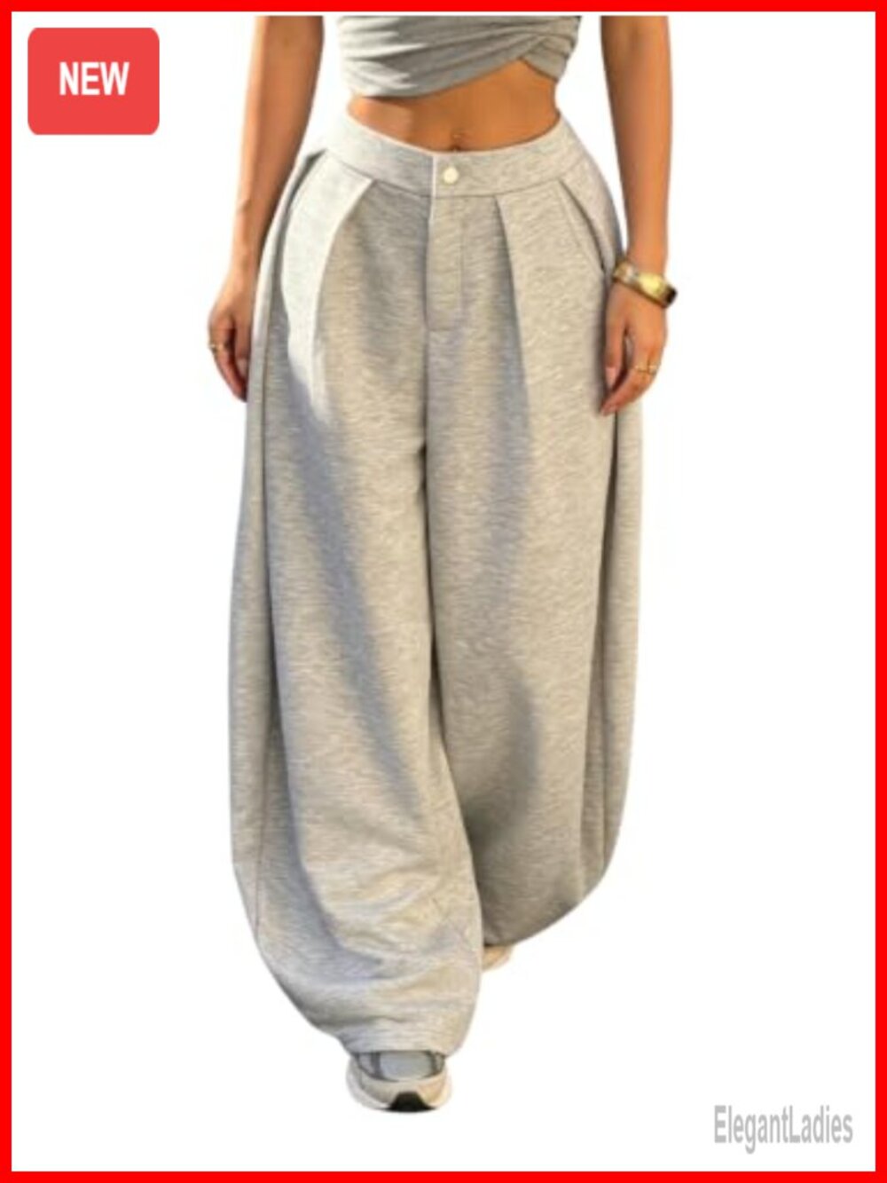 Womens Baggy Barrel Sweatpants Wide Leg Pull On with Pockets